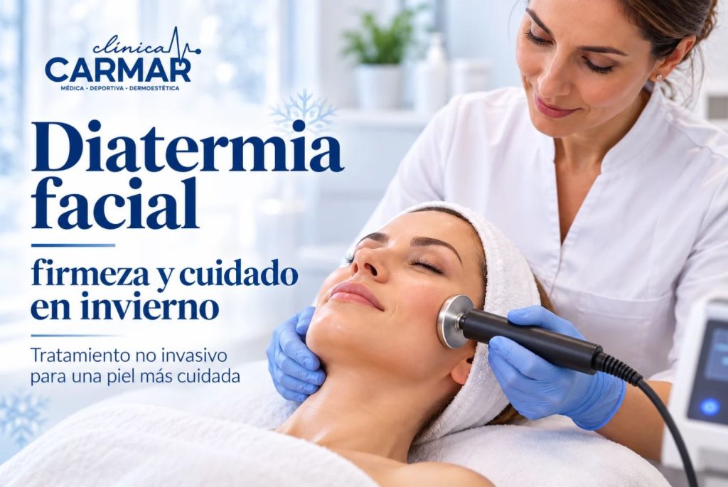 Diatermia facial aplicada en Clínica Carmar durante un tratamiento dermoestético